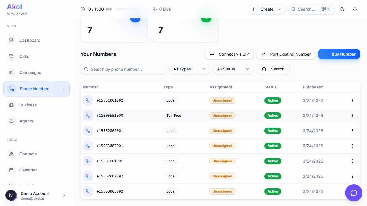 Browse available phone numbers
